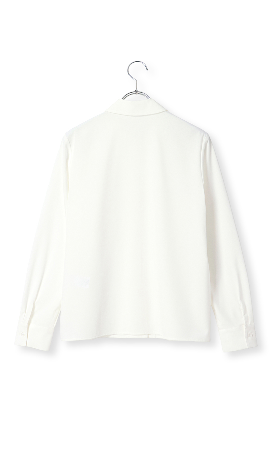 【みんなのブラウス】ゼロプレッシャーブラウス【シャツカラー】【長袖】 ホワイト SS