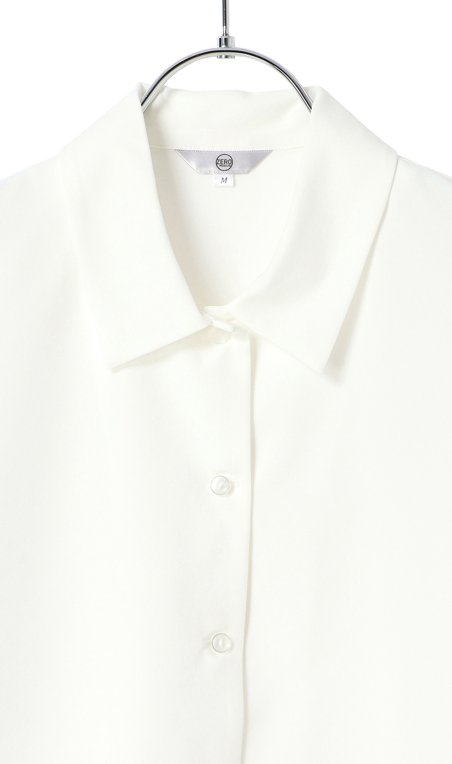 【みんなのブラウス】ゼロプレッシャーブラウス【シャツカラー】【長袖】 ホワイト SS