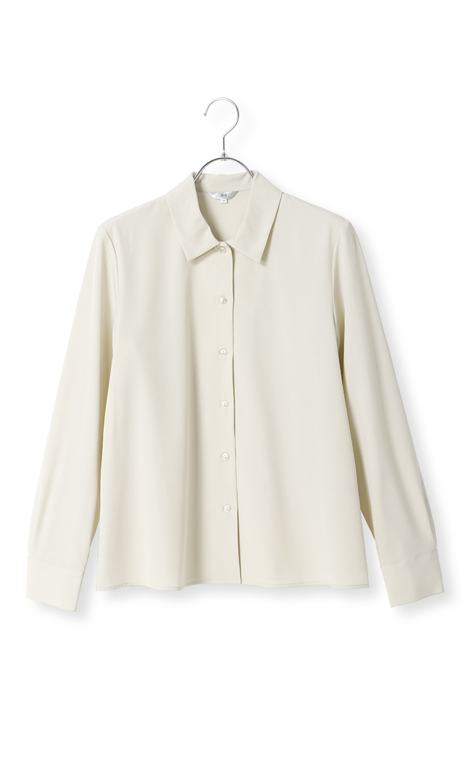 【みんなのブラウス】ゼロプレッシャーブラウス【シャツカラー】【長袖】 ベージュ S