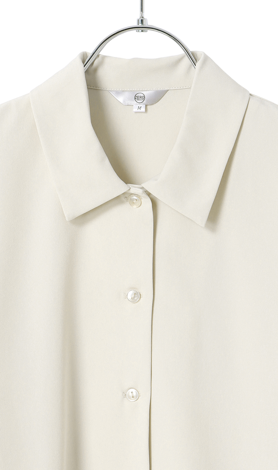 【みんなのブラウス】ゼロプレッシャーブラウス【シャツカラー】【長袖】 ベージュ S