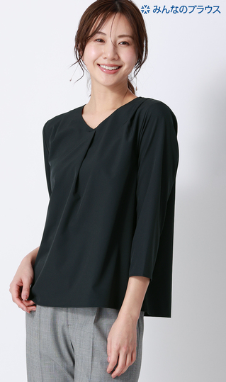 【みんなのブラウス】ゼロプレッシャーブラウス【Vネック】【七分袖】