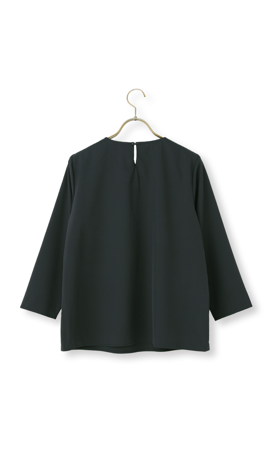 【みんなのブラウス】ゼロプレッシャーブラウス【Vネック】【七分袖】 ネイビー S