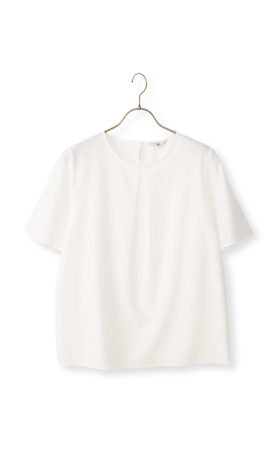 【みんなのブラウス】ゼロプレッシャーブラウス【クルーネック】【半袖】 ホワイト S