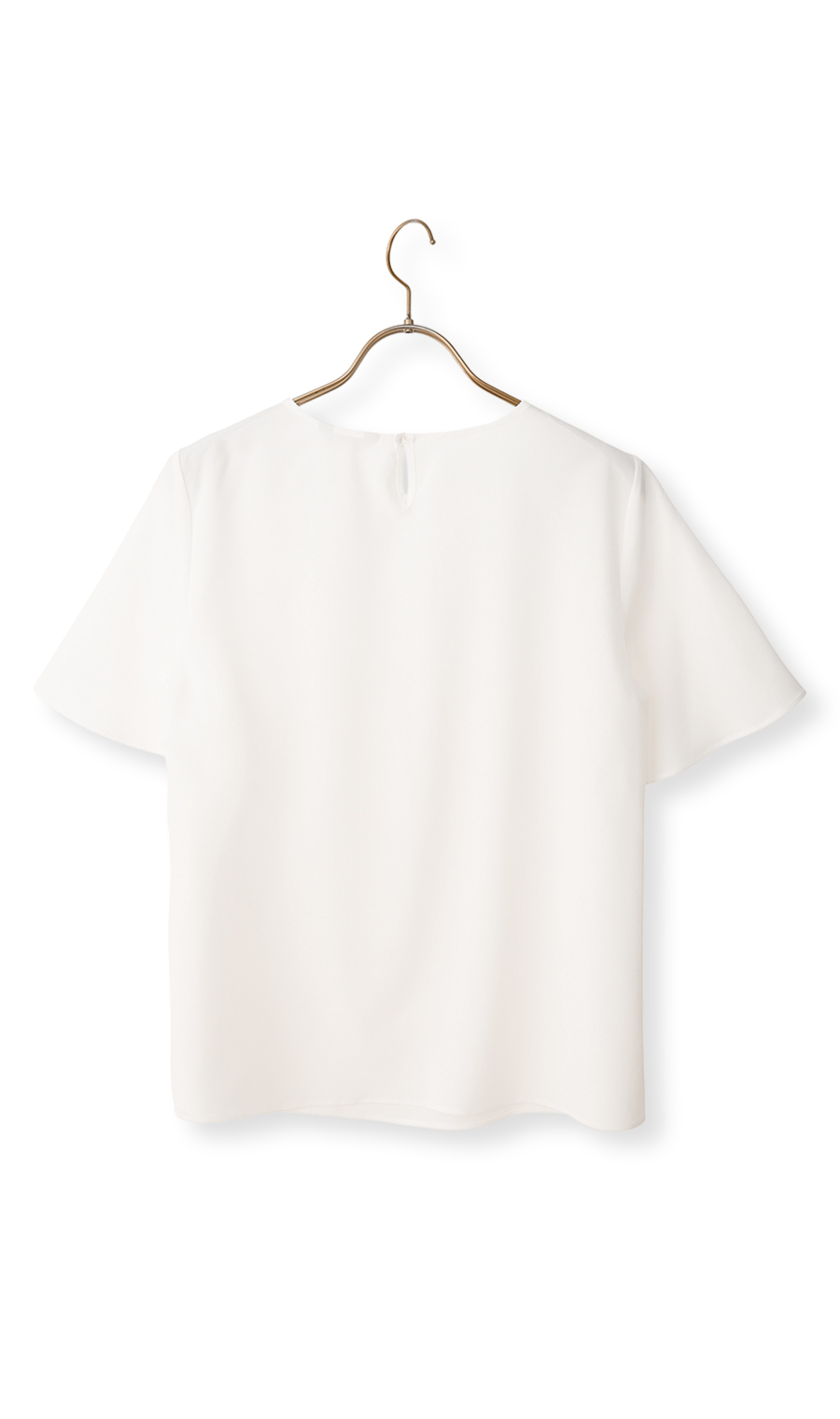 【みんなのブラウス】ゼロプレッシャーブラウス【クルーネック】【半袖】 ホワイト S