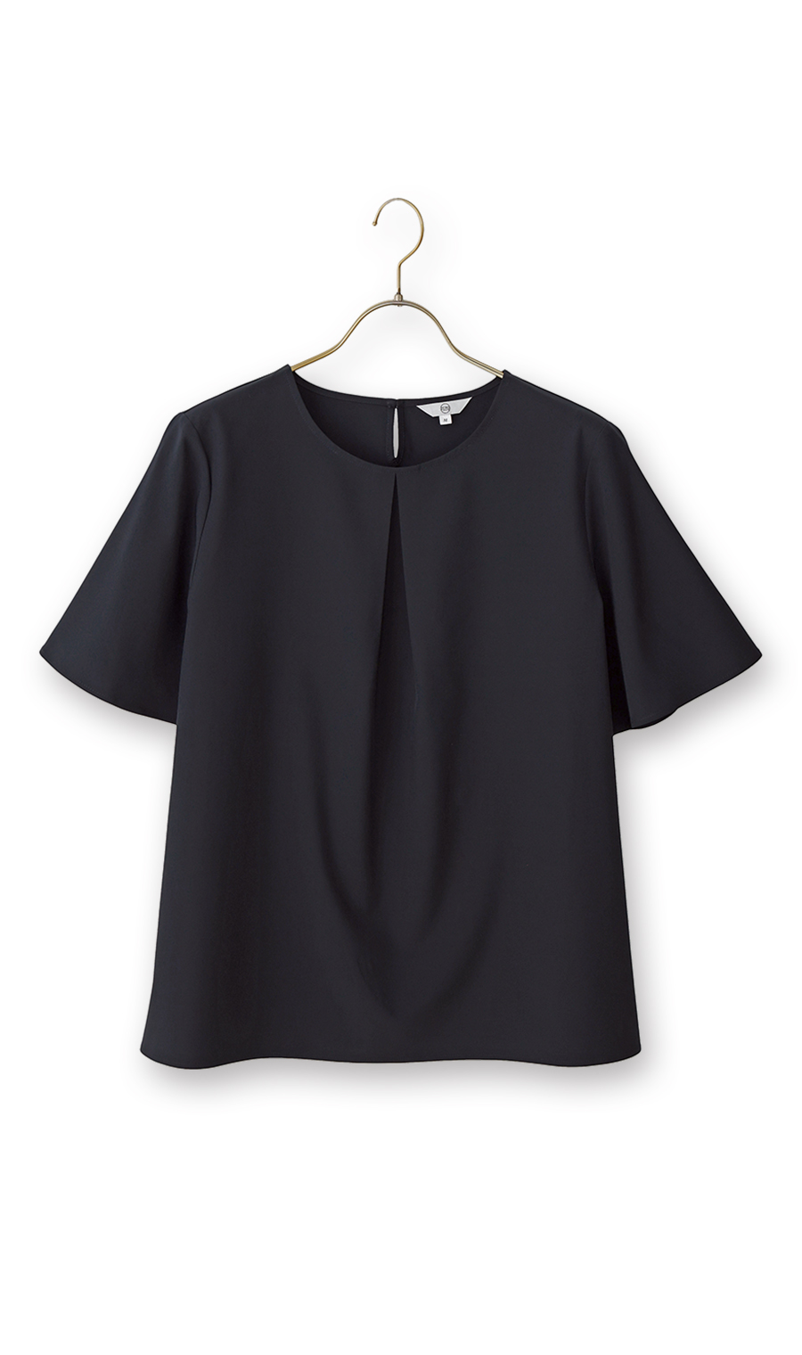 ■【みんなのブラウス】ゼロプレッシャーブラウス【クルーネック】【半袖】【WEB限定】 ネイビー S