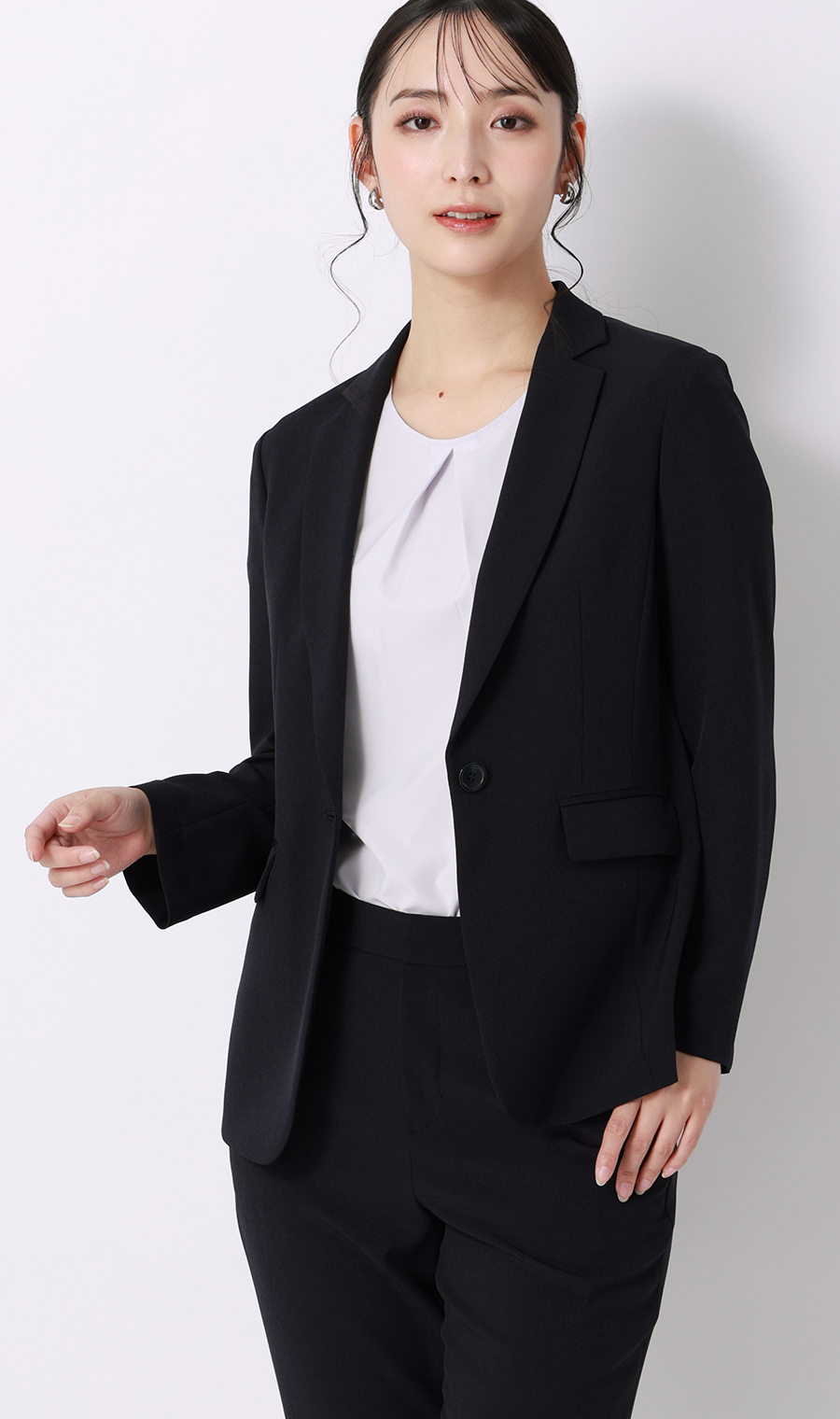 【みんなのブラウス】ゼロプレッシャーブラウス【クルーネック】【半袖】 ラベンダー S