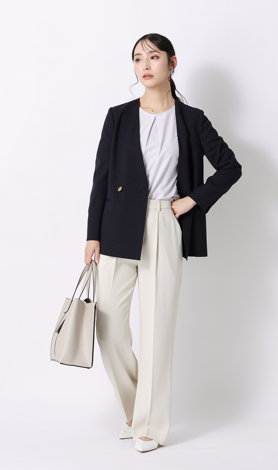 【みんなのブラウス】ゼロプレッシャーブラウス【クルーネック】【半袖】 ラベンダー S