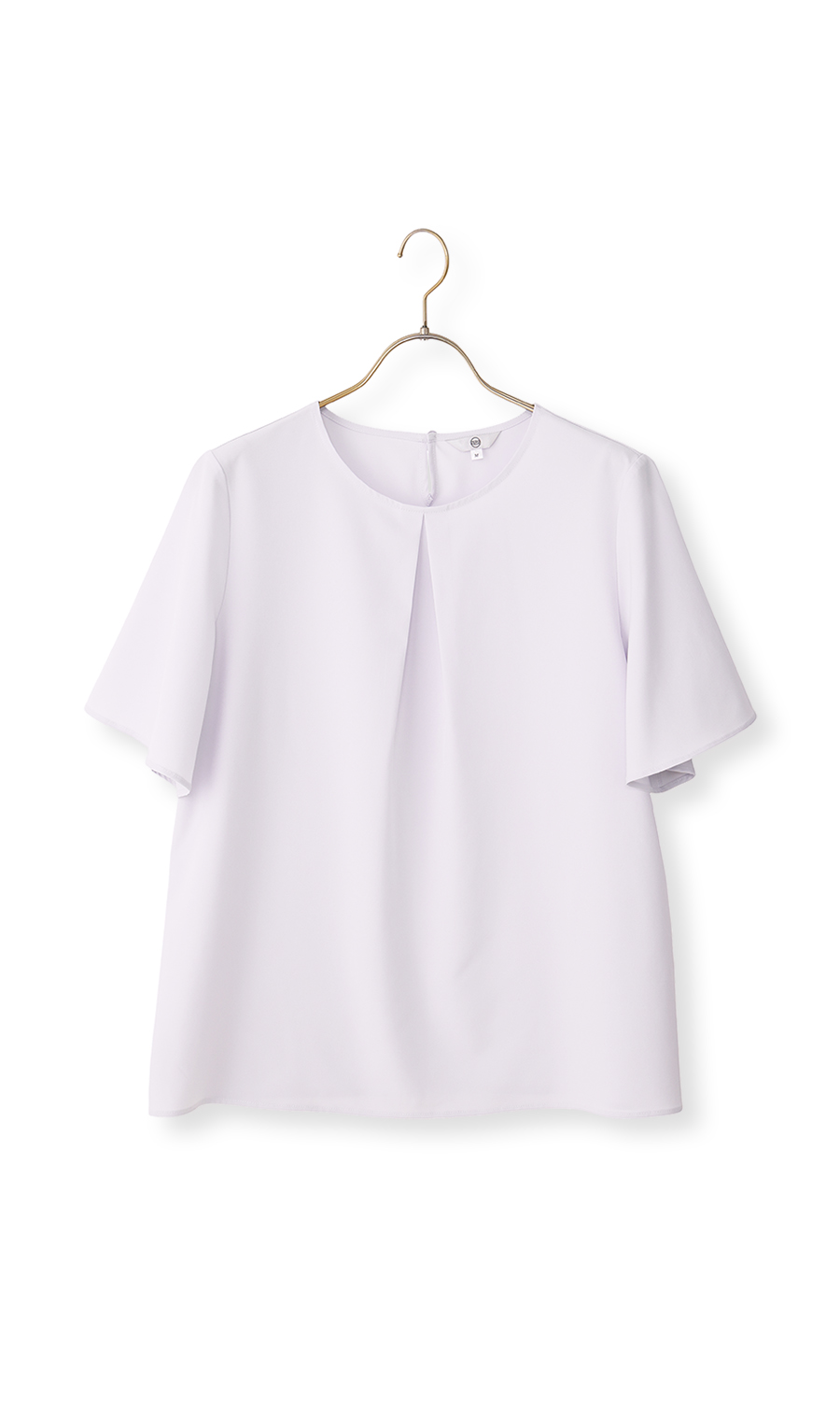 【みんなのブラウス】ゼロプレッシャーブラウス【クルーネック】【半袖】 ラベンダー S