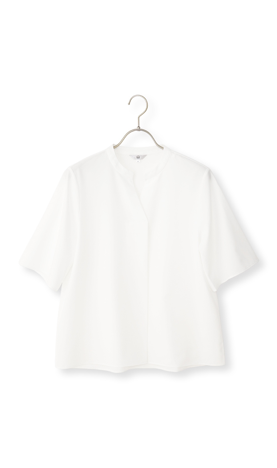 ■【みんなのブラウス】ゼロプレッシャーブラウス【キーネック】【半袖】【WEB限定】 ホワイト M