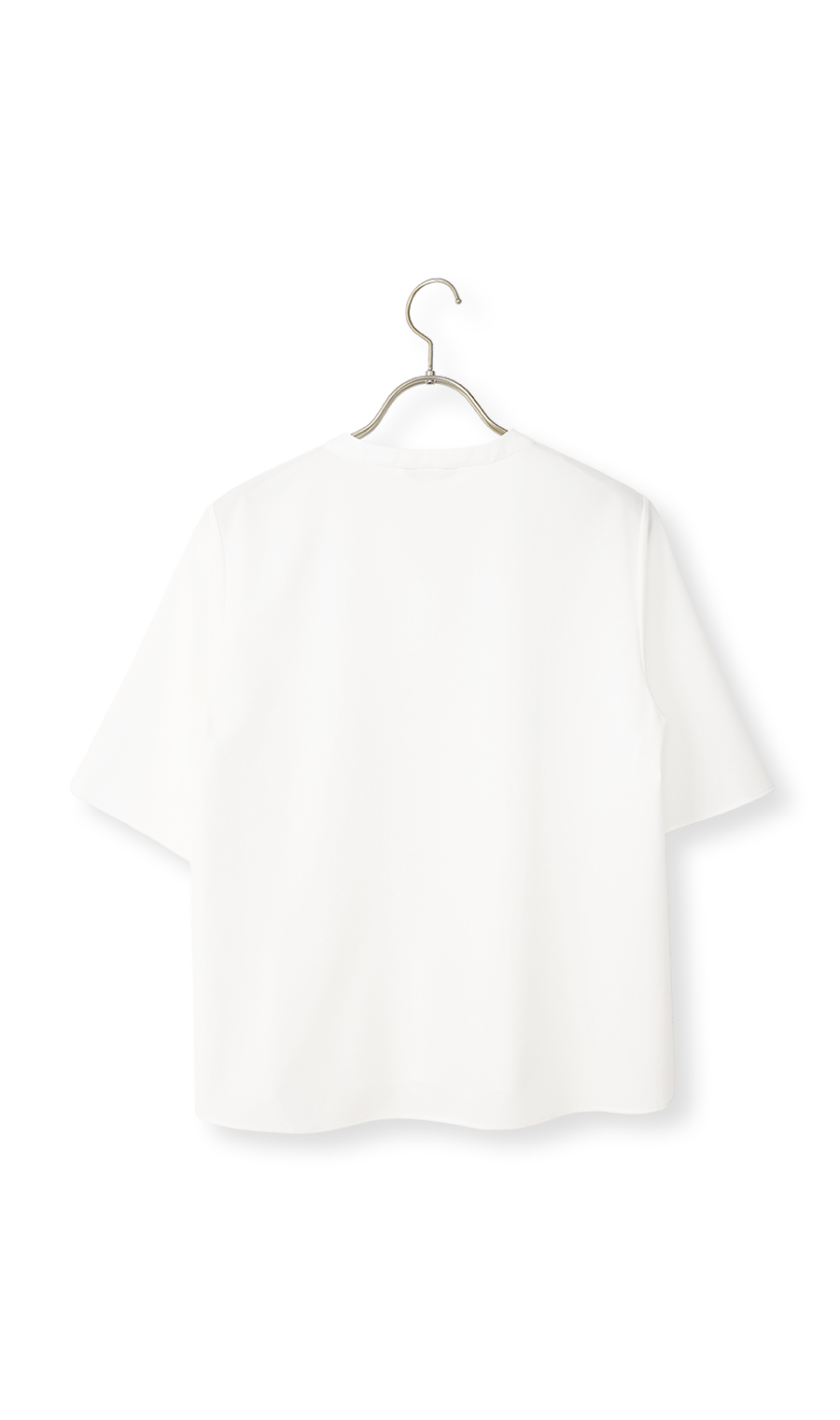 ■【みんなのブラウス】ゼロプレッシャーブラウス【キーネック】【半袖】【WEB限定】 ホワイト M