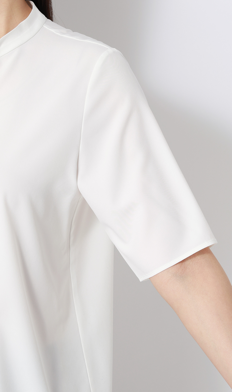 ■【みんなのブラウス】ゼロプレッシャーブラウス【ボウタイ】【半袖】【WEB限定】 ホワイト S