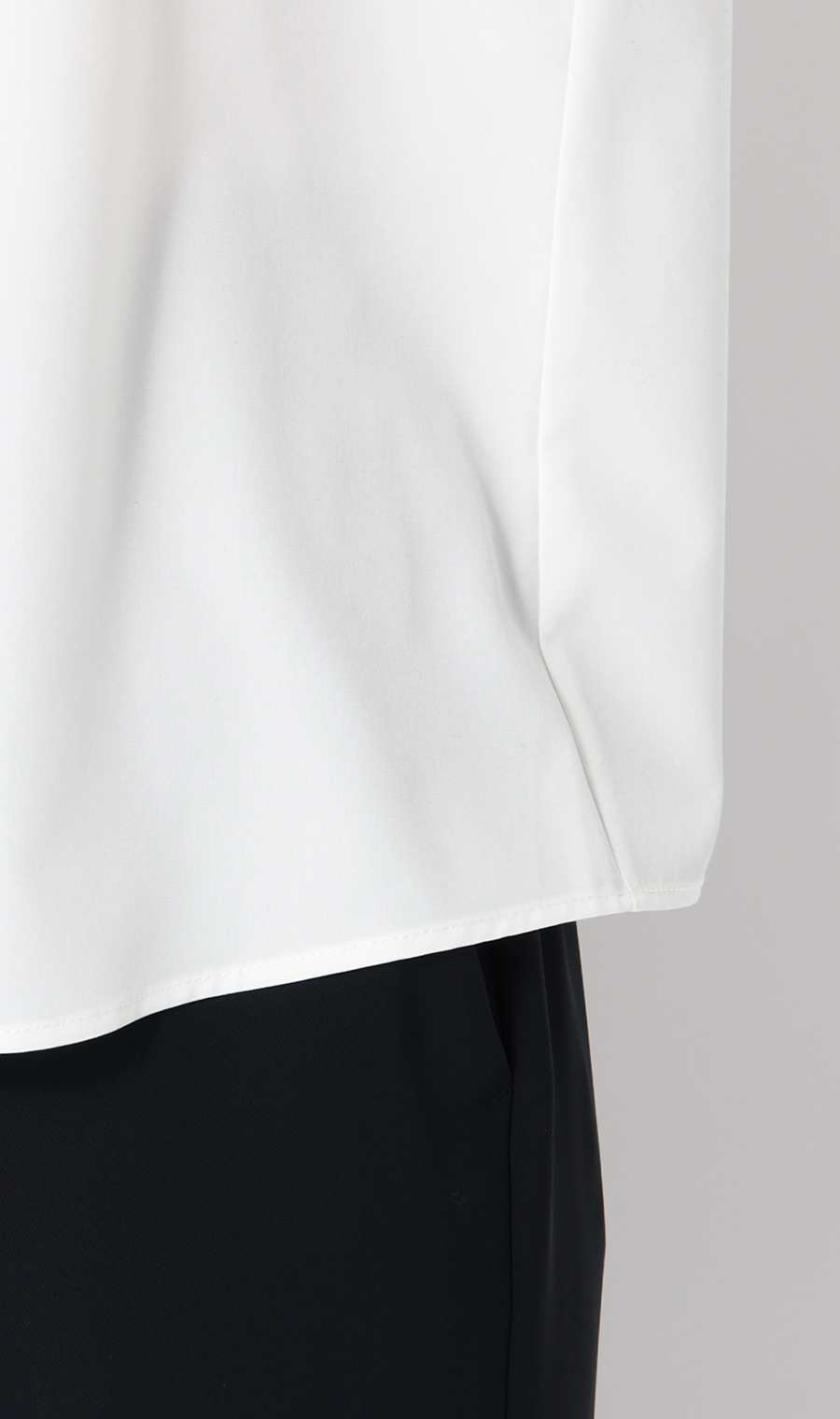 ■【みんなのブラウス】ゼロプレッシャーブラウス【ボウタイ】【半袖】【WEB限定】 ホワイト S