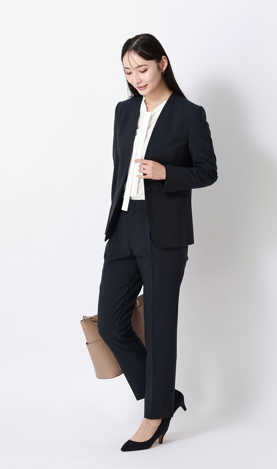 ■【みんなのブラウス】ゼロプレッシャーブラウス【ボウタイ】【半袖】【WEB限定】 ホワイト S