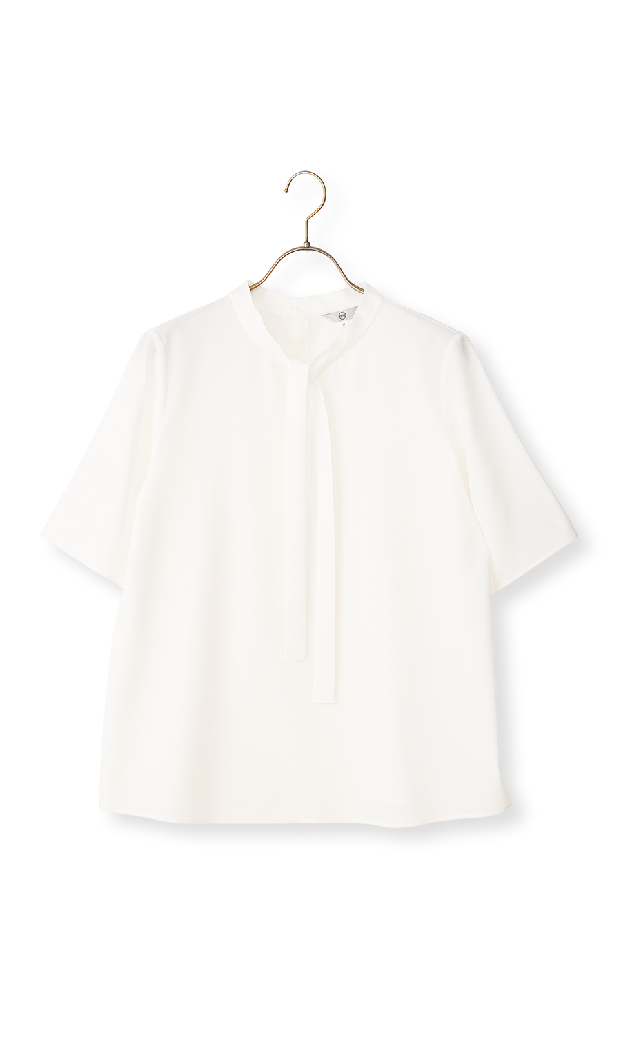 ■【みんなのブラウス】ゼロプレッシャーブラウス【ボウタイ】【半袖】【WEB限定】 ホワイト S