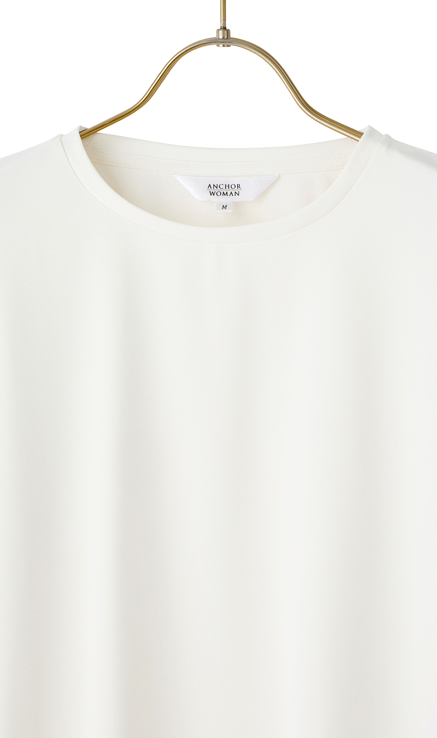 透けないカットソー【5分袖】【ランタンスリーブ】【＃すご】 ホワイト S