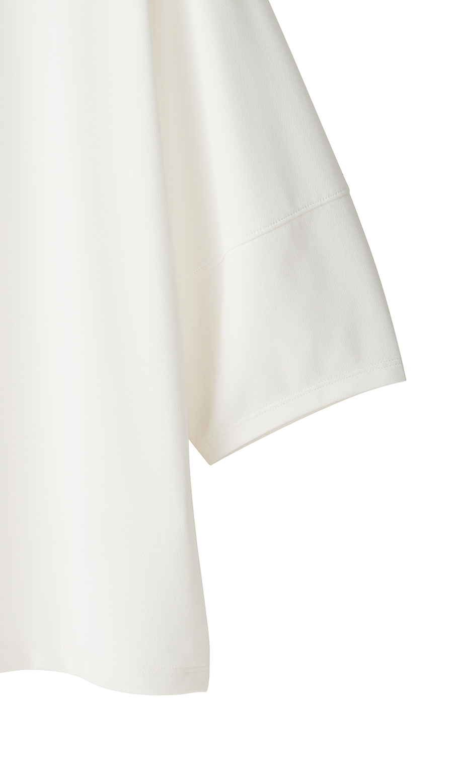 透けないカットソー【5分袖】【ランタンスリーブ】【＃すご】 ホワイト S