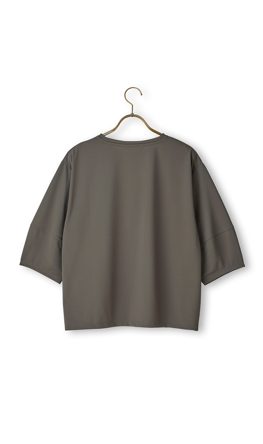 透けないカットソー【5分袖】【ランタンスリーブ】【＃すご】 グレー S