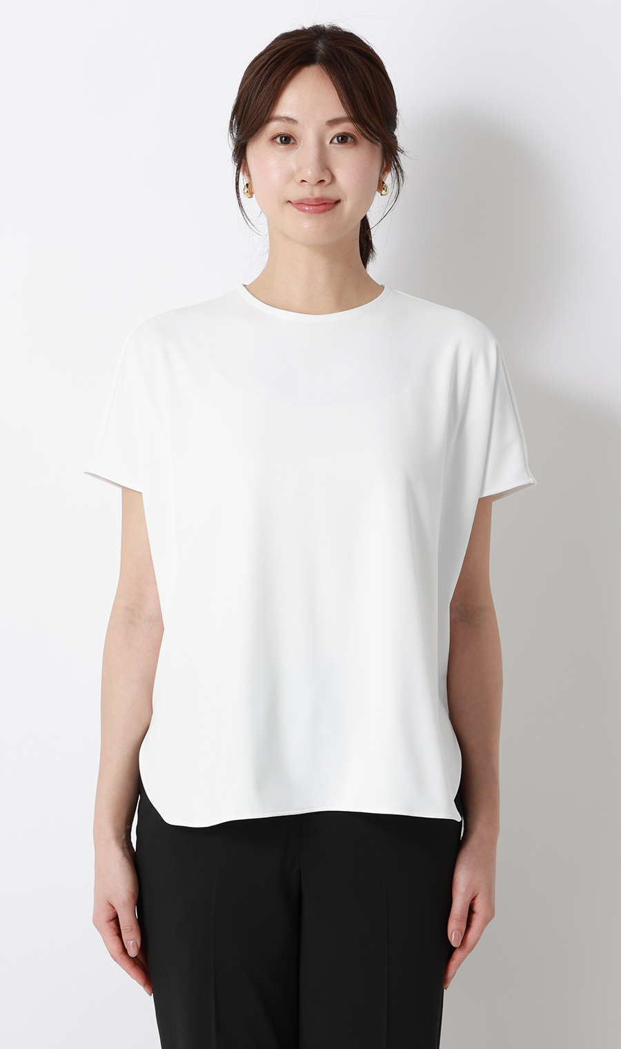 透けないカットソー【フレンチスリーブ】【クルーネック】【#すご】【WEB限定サイズあり】 ホワイト S