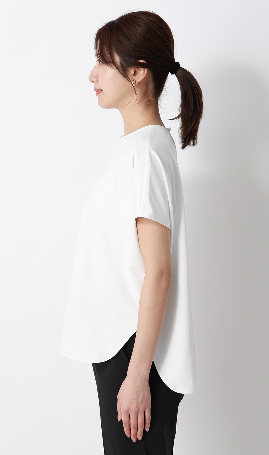 透けないカットソー【フレンチスリーブ】【クルーネック】【#すご】【WEB限定サイズあり】 ホワイト S