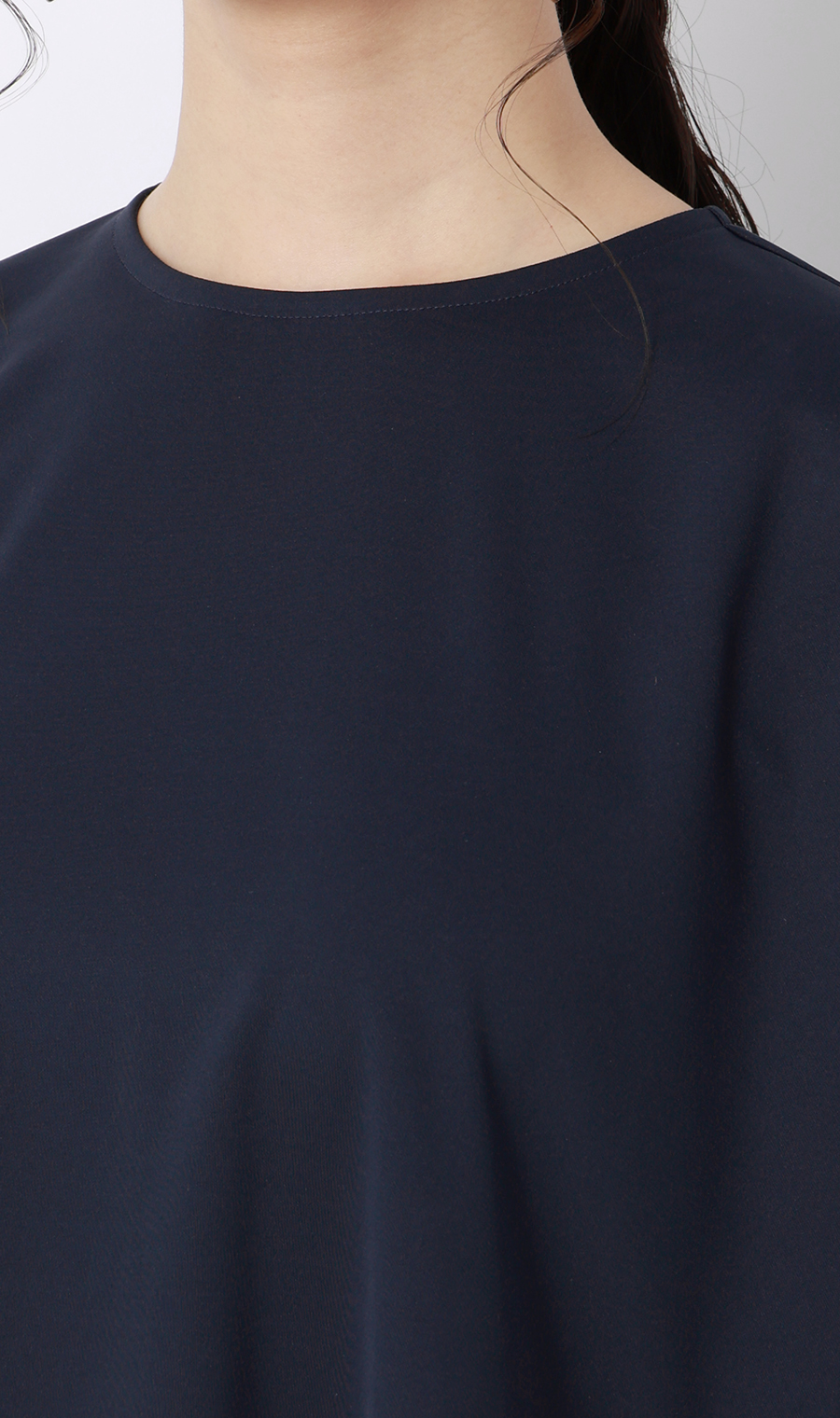 透けないカットソー【フレンチスリーブ】【クルーネック】【＃すご】【WEB限定】 ネイビー S