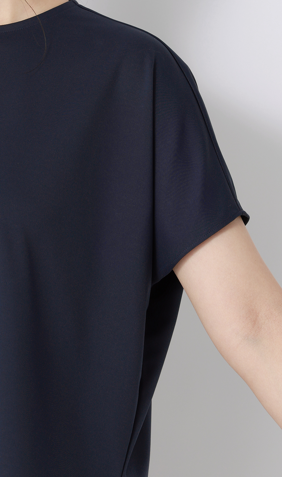 透けないカットソー【フレンチスリーブ】【クルーネック】【＃すご】【WEB限定】 ネイビー S