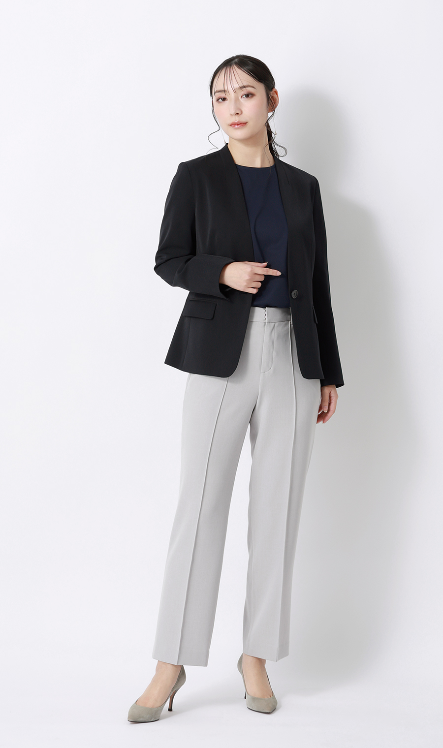 透けないカットソー【フレンチスリーブ】【クルーネック】【＃すご】【WEB限定】 ネイビー S