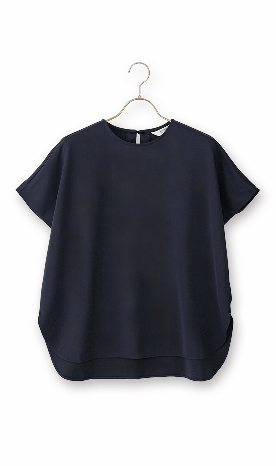 透けないカットソー【フレンチスリーブ】【クルーネック】【＃すご】【WEB限定】 ネイビー S