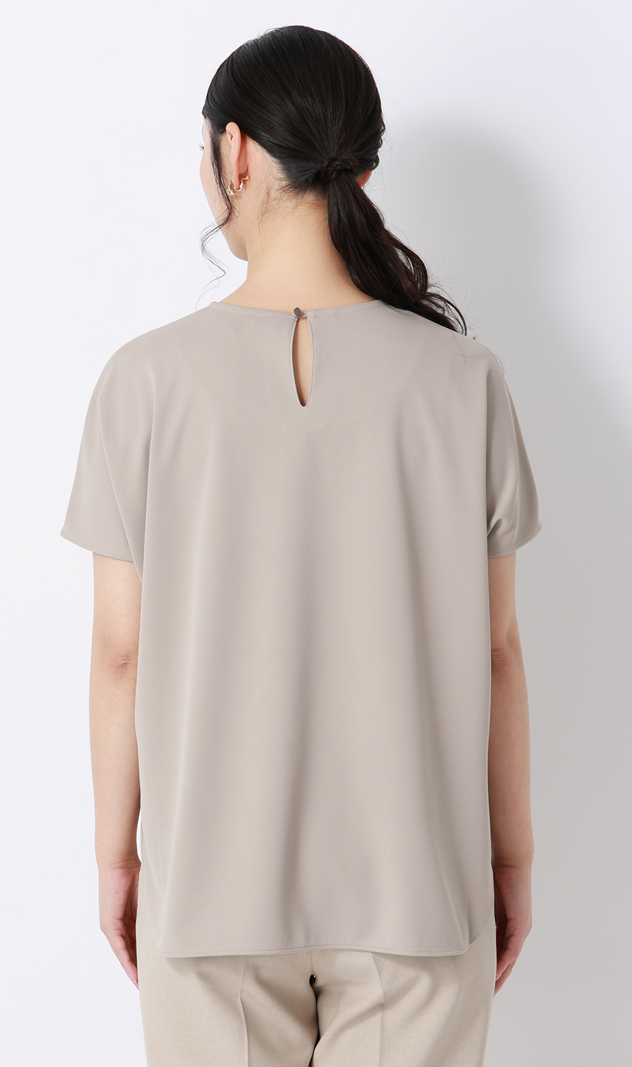 透けないカットソー【フレンチスリーブ】【クルーネック】【＃すご】【WEB限定サイズあり】 グレージュ S