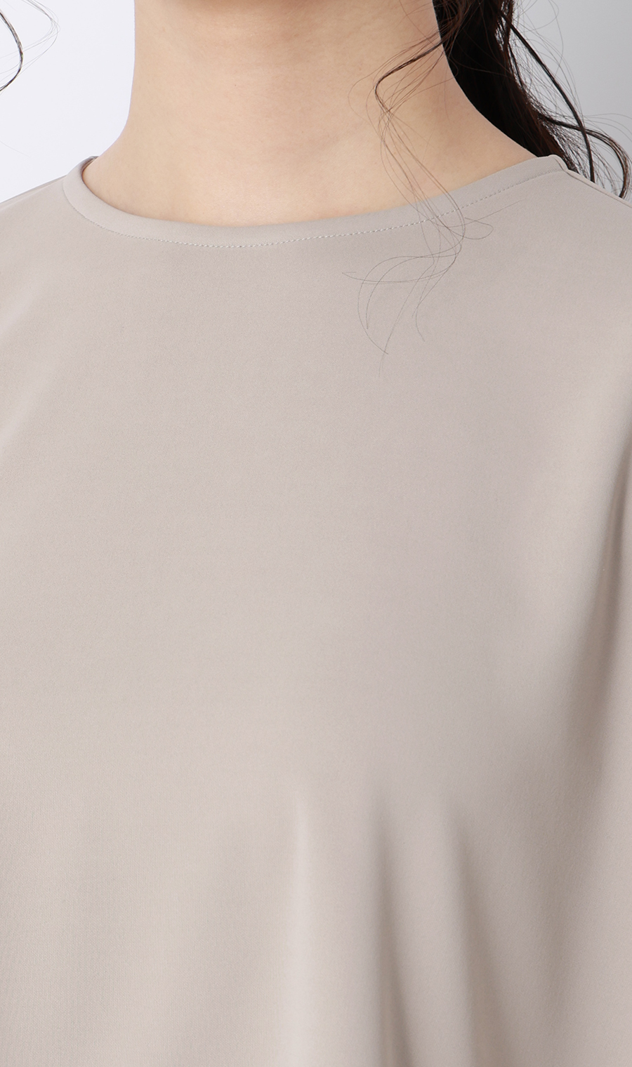 透けないカットソー【フレンチスリーブ】【クルーネック】【＃すご】【WEB限定サイズあり】 グレージュ S