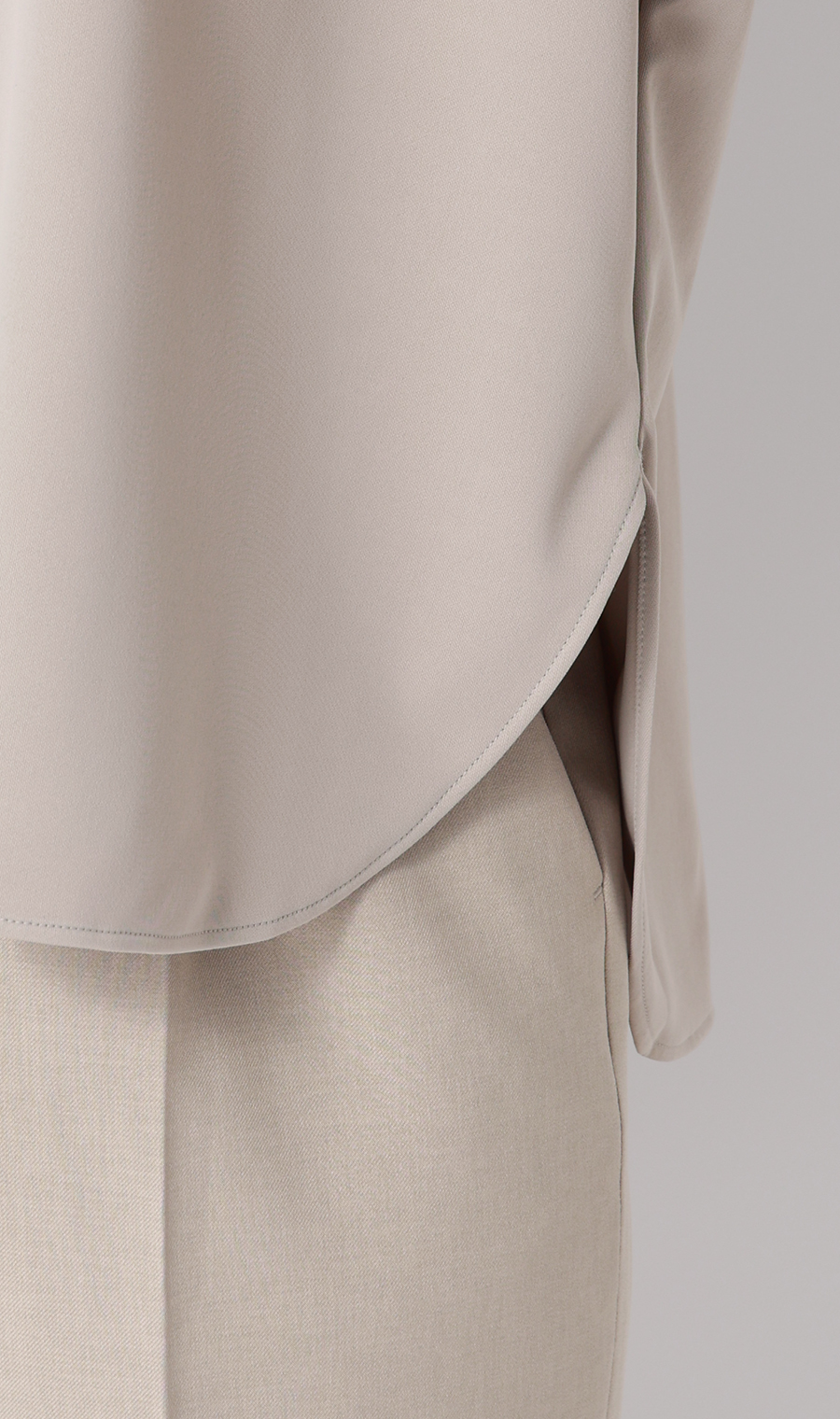 透けないカットソー【フレンチスリーブ】【クルーネック】【＃すご】【WEB限定サイズあり】 グレージュ S