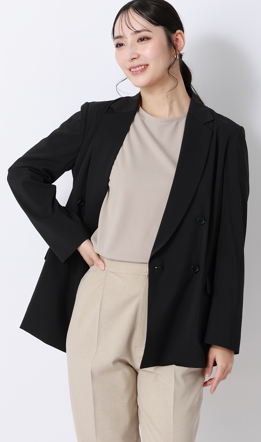 透けないカットソー【フレンチスリーブ】【クルーネック】【＃すご】【WEB限定サイズあり】 グレージュ S