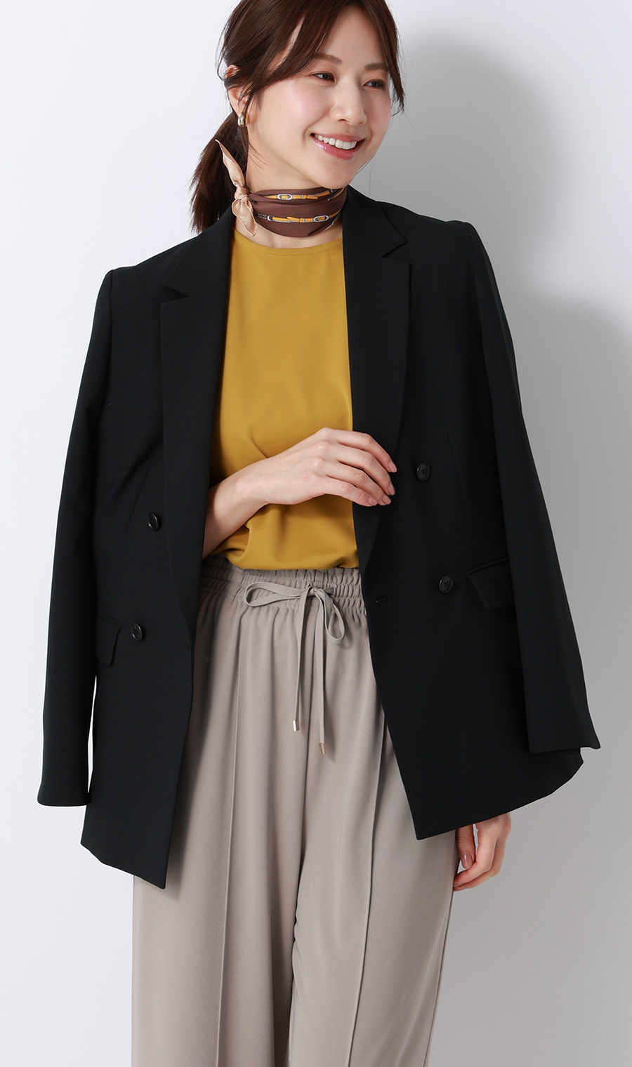 透けないカットソー【フレンチスリーブ】【クルーネック】【＃すご】【WEB限定サイズあり】 マスタード S