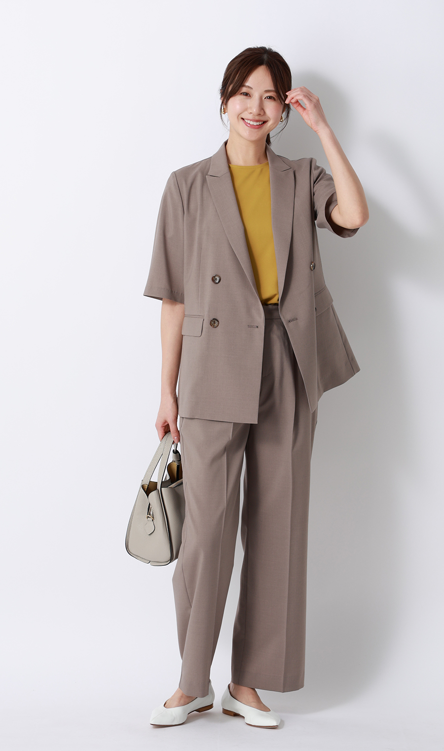 透けないカットソー【フレンチスリーブ】【クルーネック】【＃すご】【WEB限定サイズあり】 マスタード S