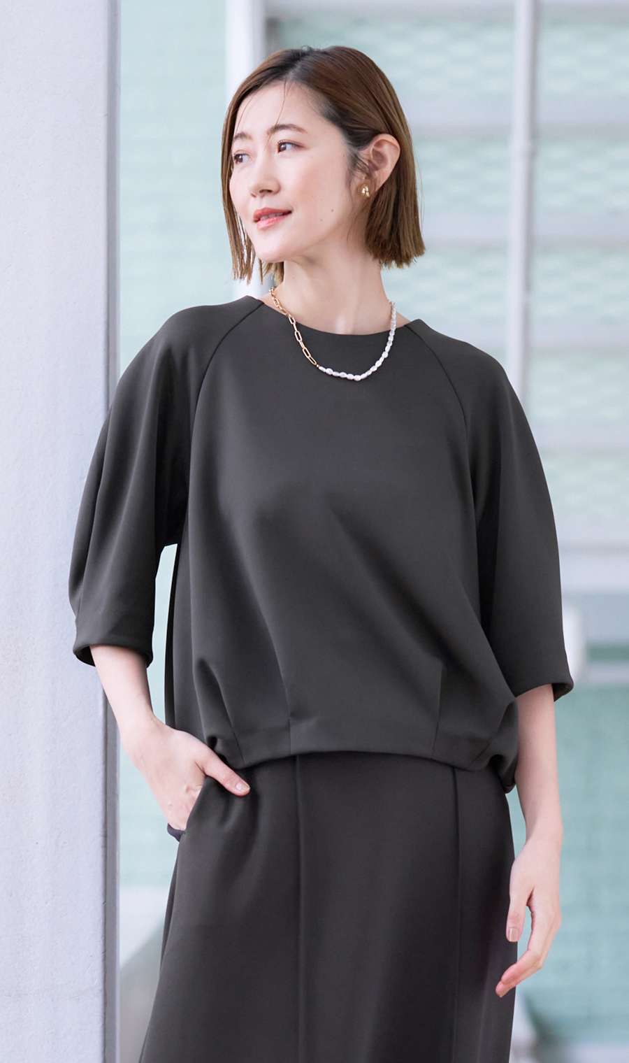 ダンボールニットコクーンプルオーバー【セットアップ着用可】 チャコール M