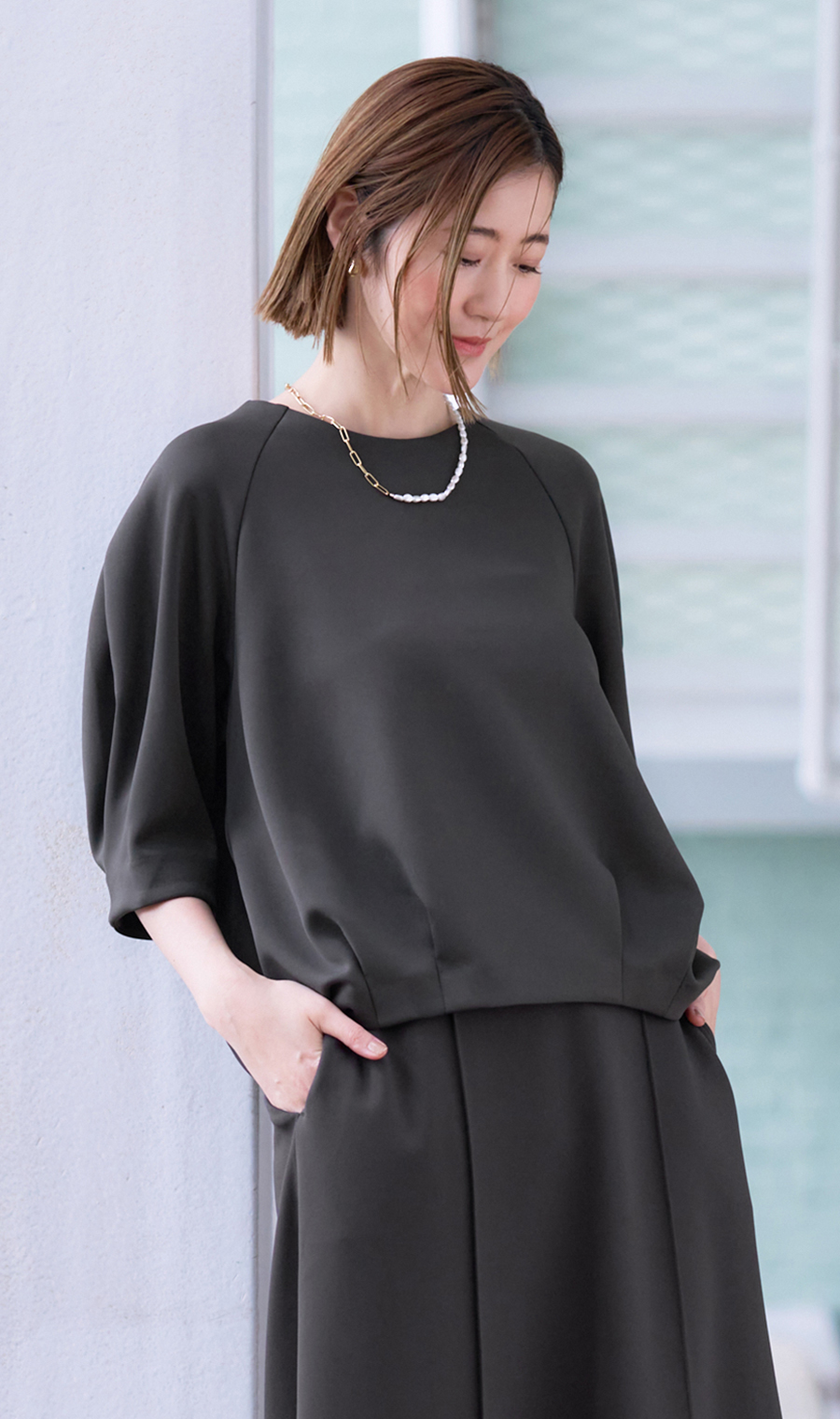 ダンボールニットコクーンプルオーバー【セットアップ着用可】 チャコール M