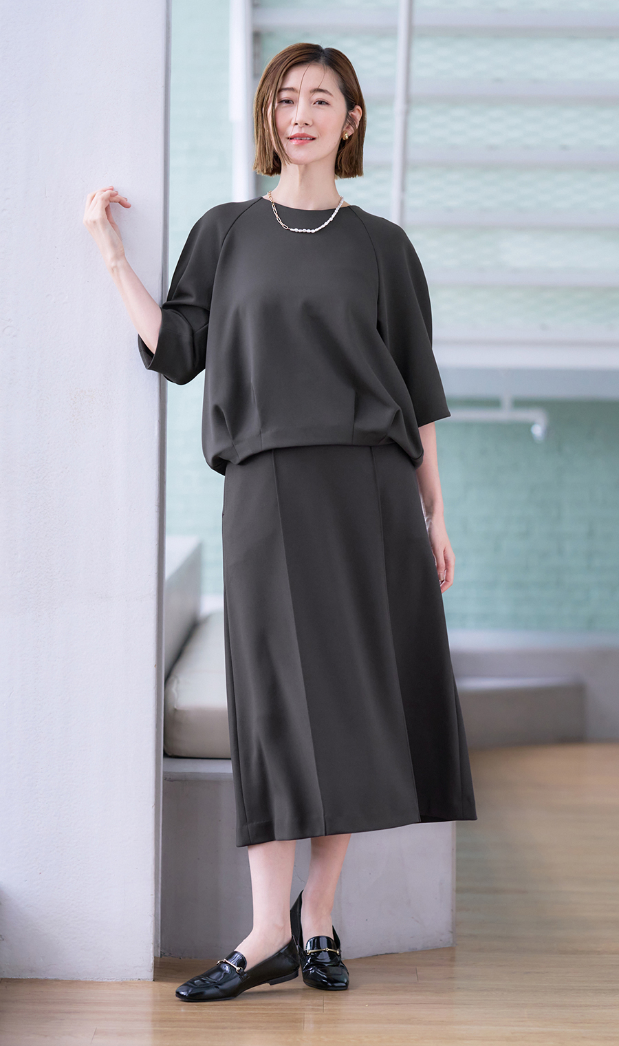 ダンボールニットコクーンプルオーバー【セットアップ着用可】 チャコール M