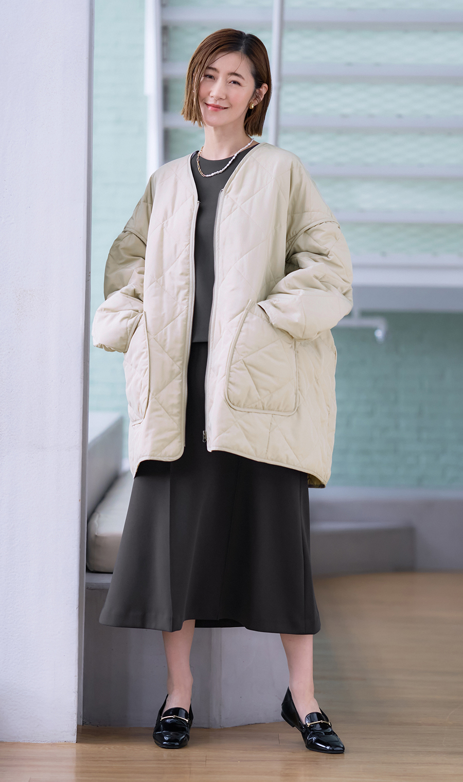 ダンボールニットコクーンプルオーバー【セットアップ着用可】 チャコール M