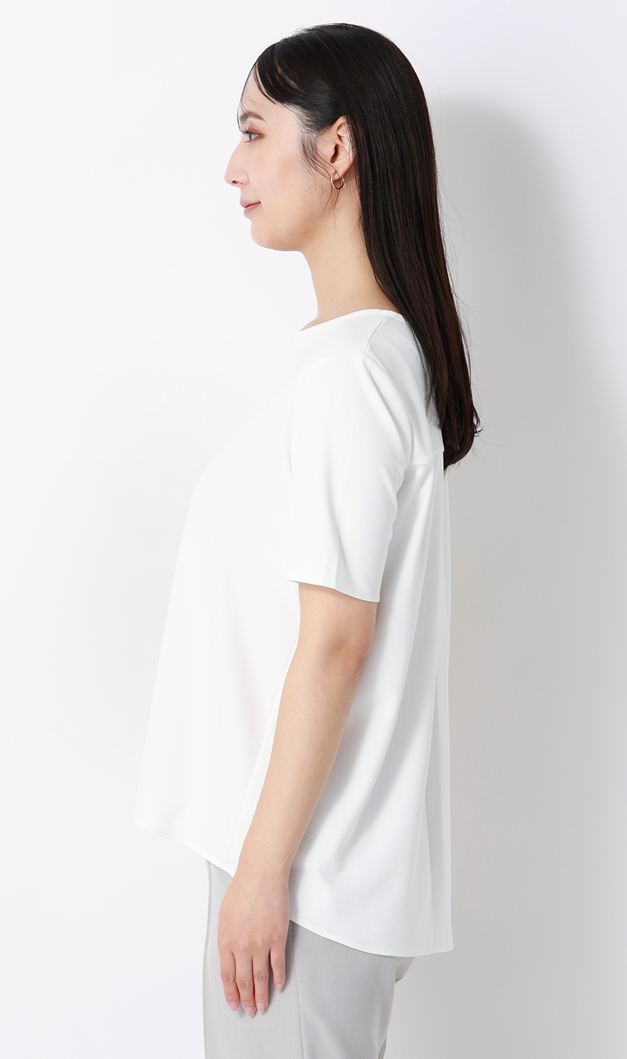 透けないカットソー【半袖】【キーネック】【WEB・アオプラ高円寺北口店限定】 ホワイト S