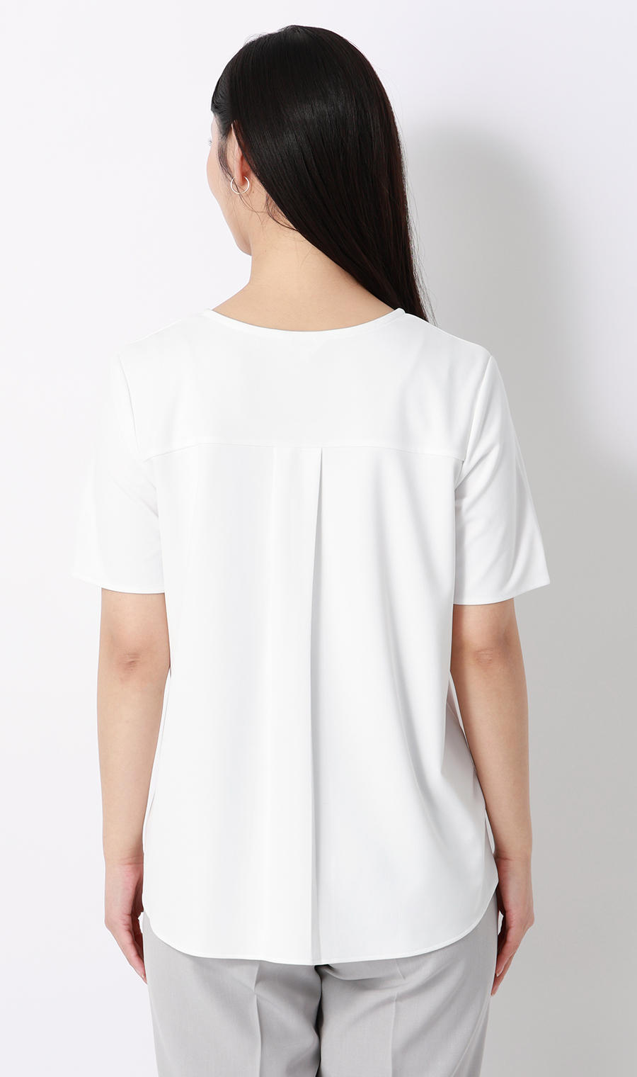 透けないカットソー【半袖】【キーネック】【WEB・アオプラ高円寺北口店限定】 ホワイト S