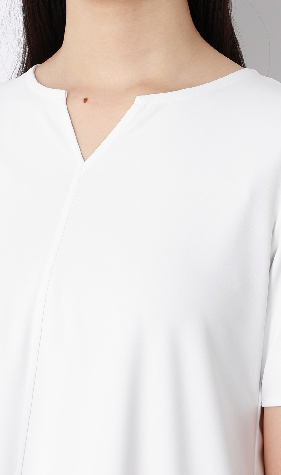 透けないカットソー【半袖】【キーネック】【WEB・アオプラ高円寺北口店限定】 ホワイト S