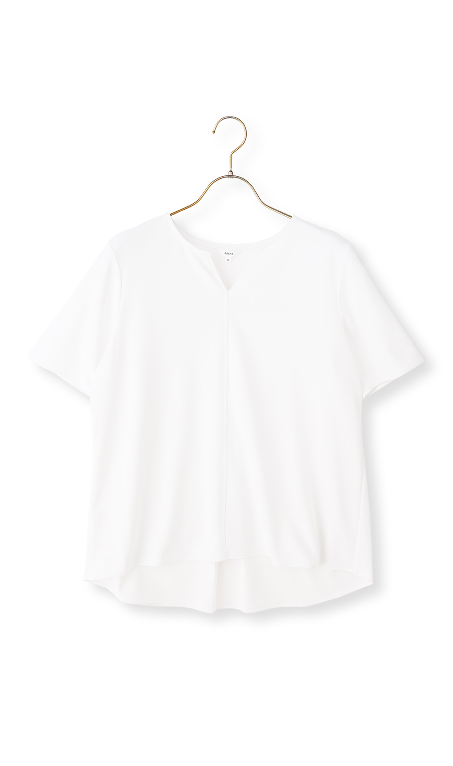 透けないカットソー【涼】【半袖】【キーネック】【WEB・アオプラ高円寺北口店限定】 ホワイト S