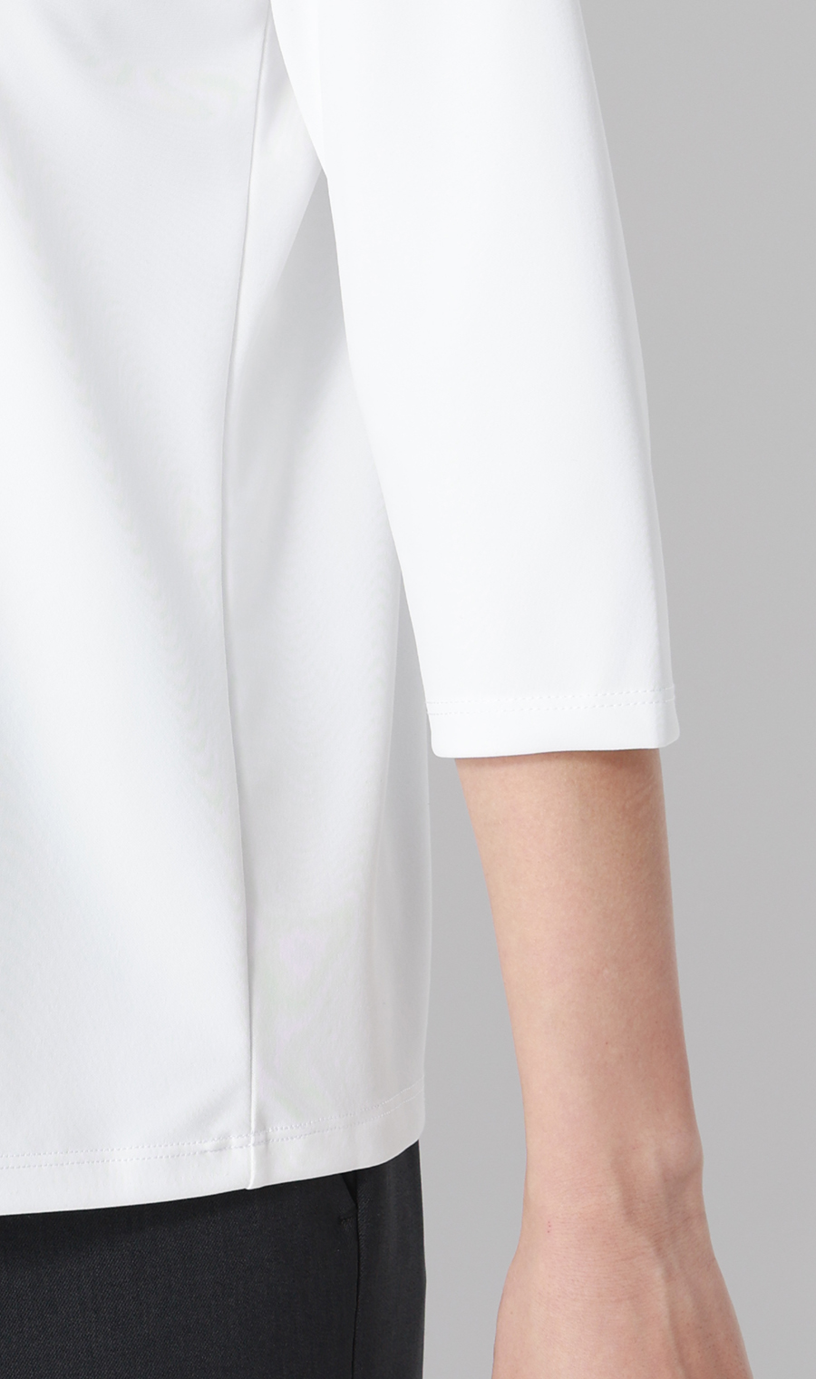 透けないカットソー【7分袖】【スクエアネック】【＃すご】 ホワイト 4L