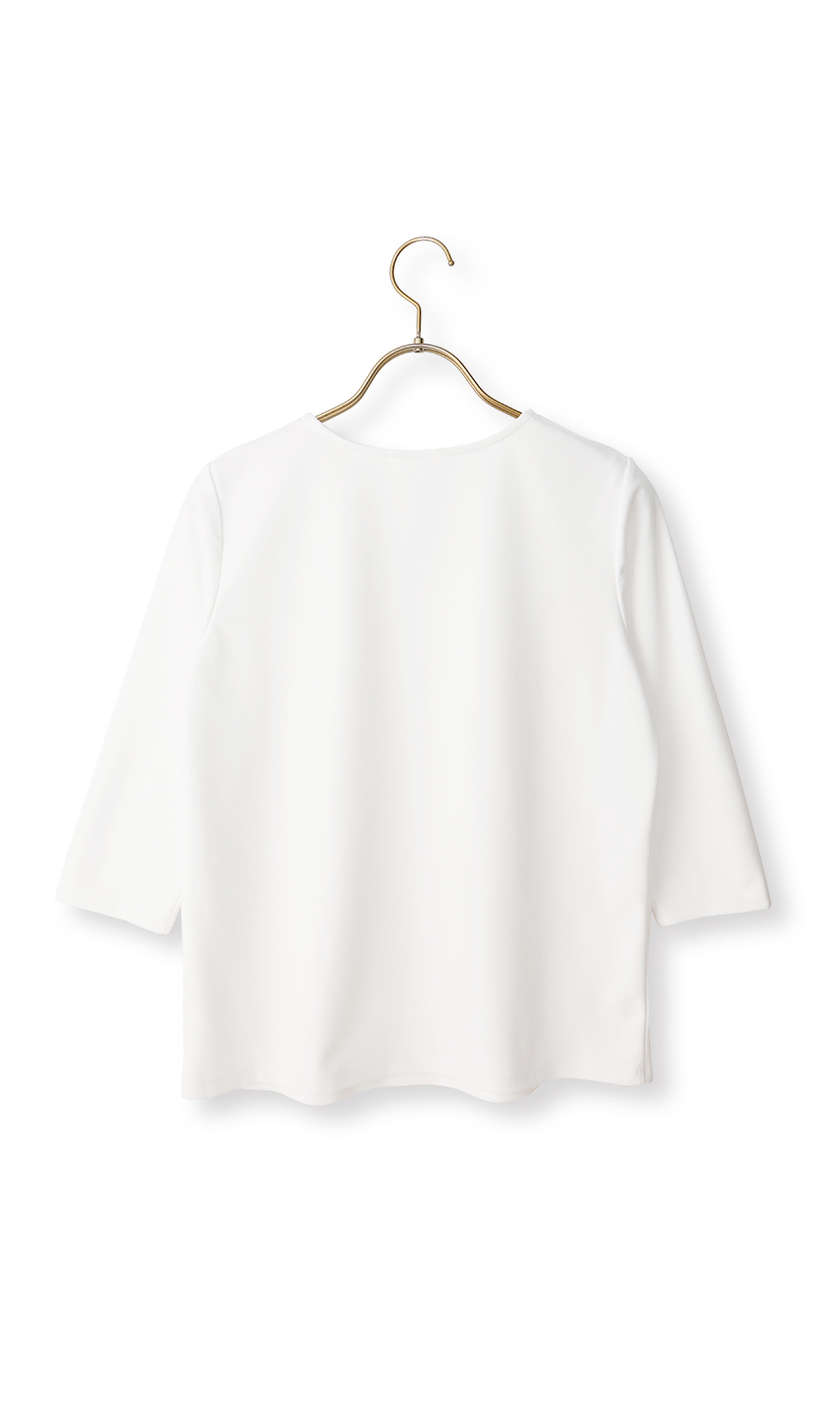 透けないカットソー【7分袖】【スクエアネック】【＃すご】 ホワイト 4L