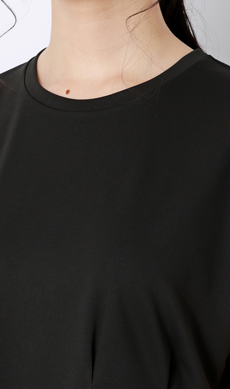 透けないカットソー【半袖】【ペプラム】【＃すご】【WEB限定サイズあり】 ブラック S