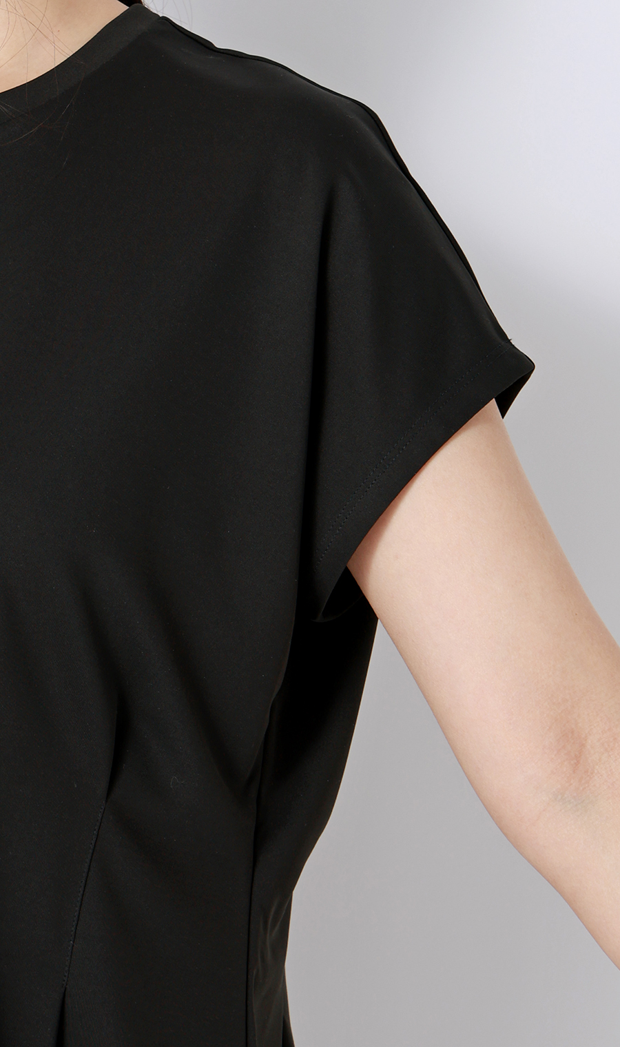 透けないカットソー【半袖】【ペプラム】【＃すご】【WEB限定サイズあり】 ブラック S