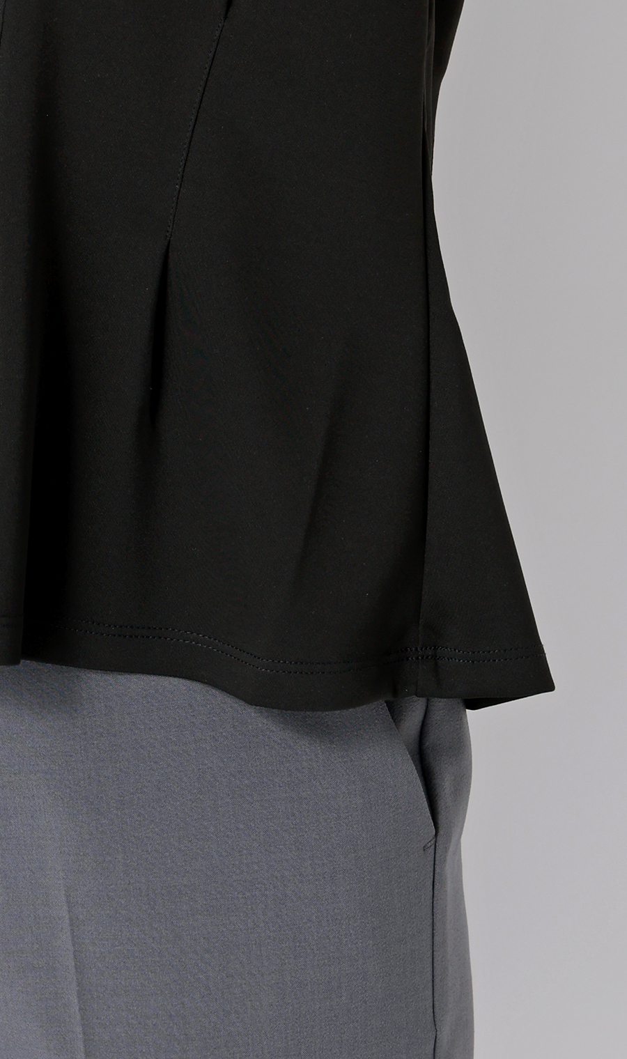 透けないカットソー【半袖】【ペプラム】【＃すご】【WEB限定サイズあり】 ブラック S