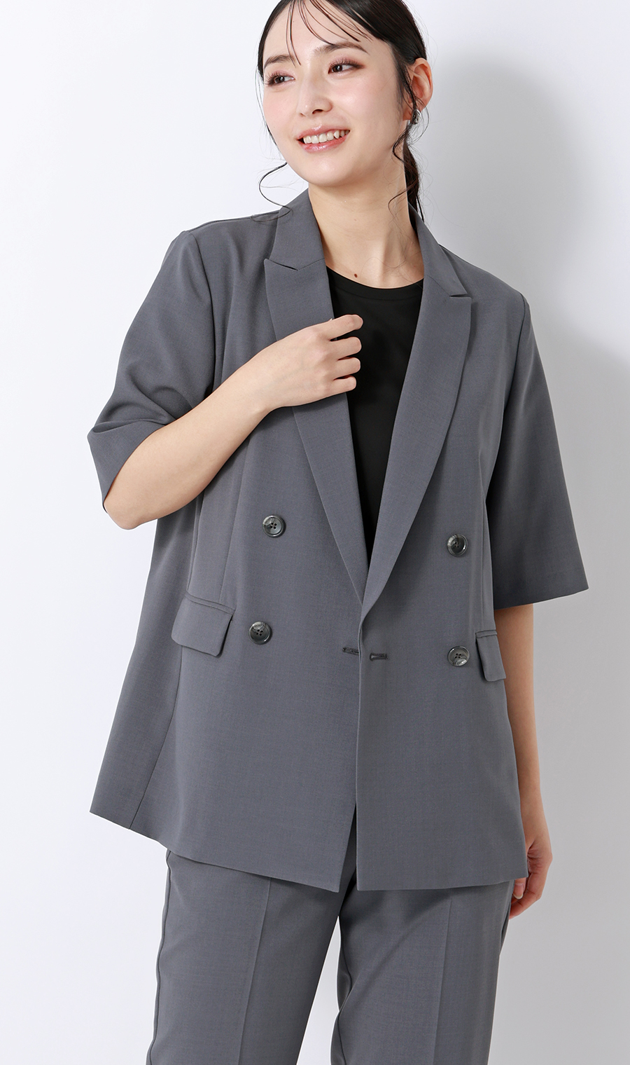 透けないカットソー【半袖】【ペプラム】【＃すご】【WEB限定サイズあり】 ブラック S