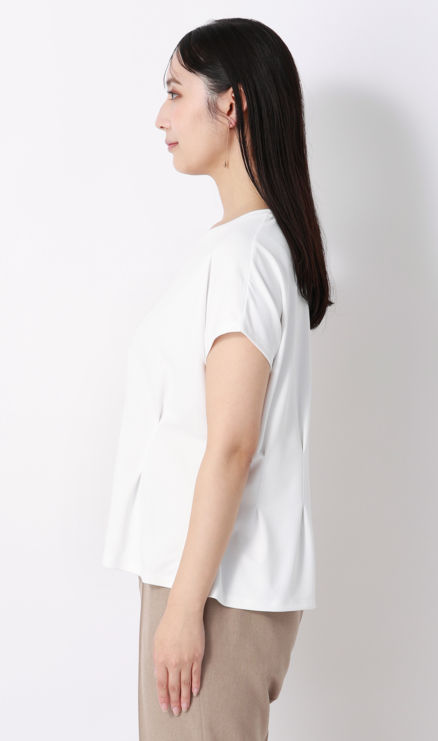 透けないカットソー【半袖】【ペプラム】【＃すご】【WEB限定サイズあり】 ホワイト S