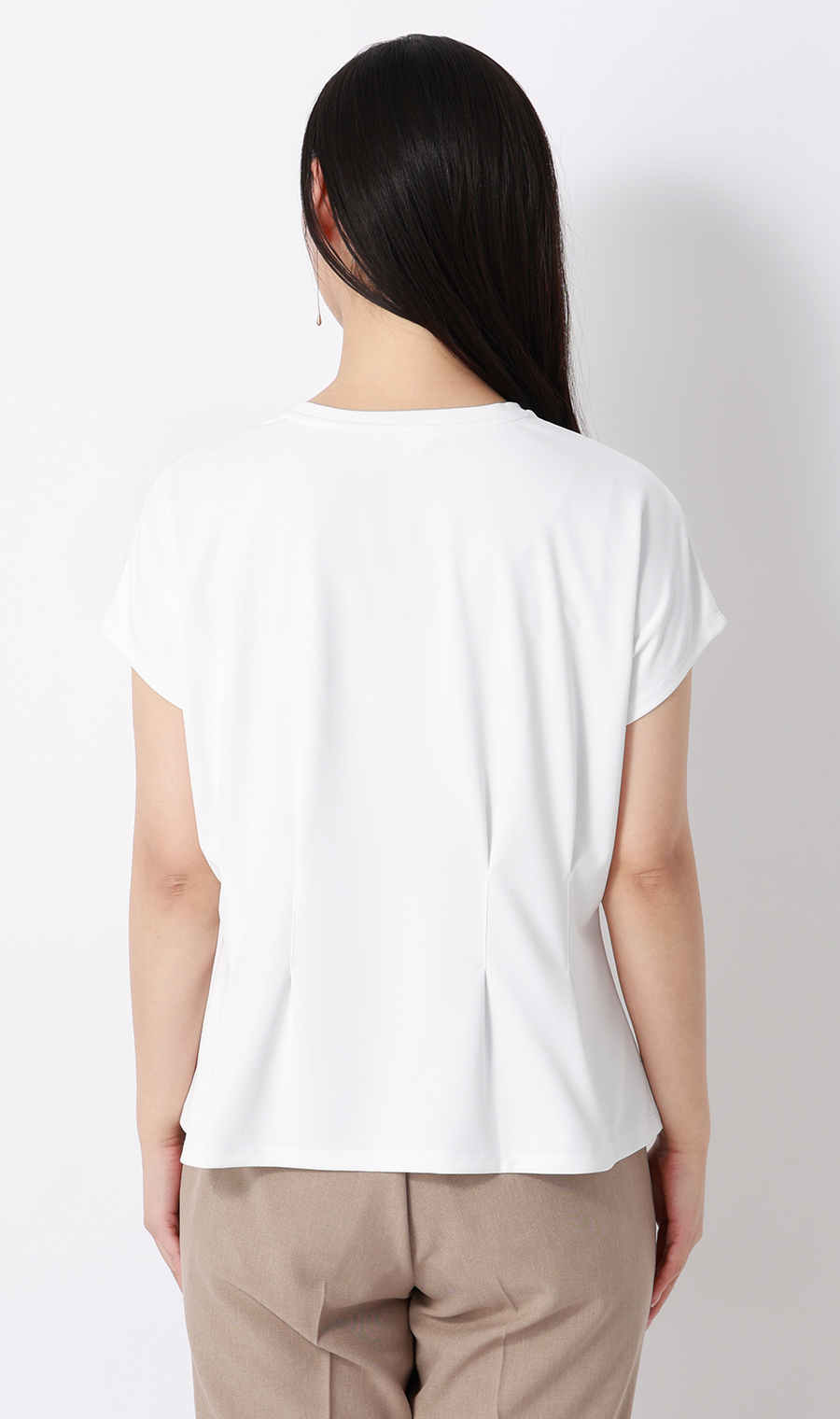 透けないカットソー【半袖】【ペプラム】【＃すご】【WEB限定サイズあり】 ホワイト S