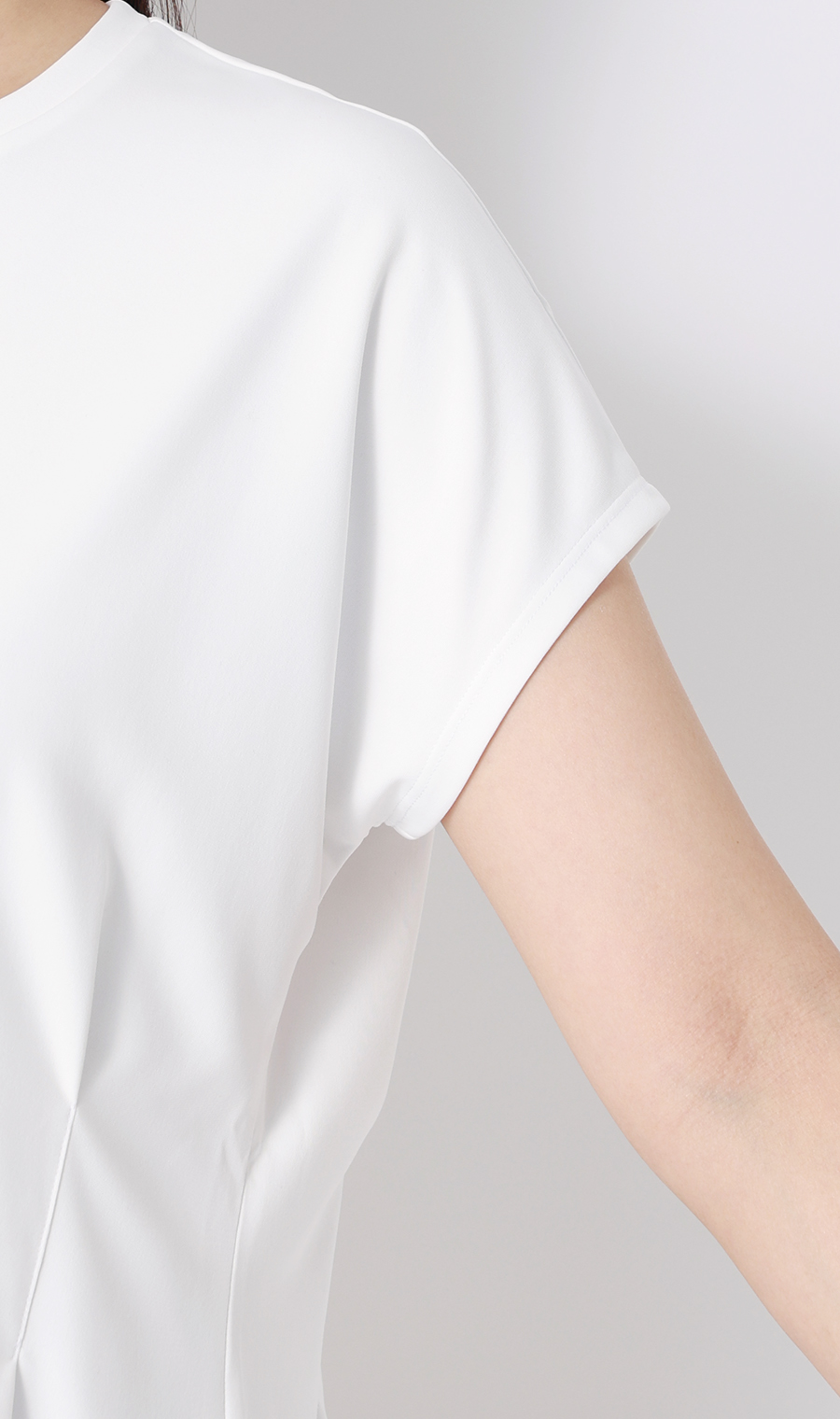 透けないカットソー【半袖】【ペプラム】【＃すご】【WEB限定サイズあり】 ホワイト S